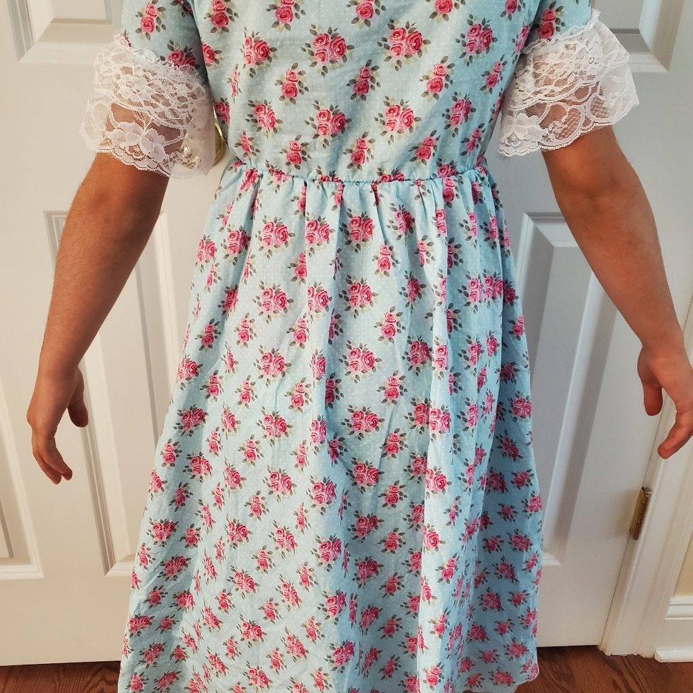 Girls' Historical Early American Lady Pink & Blue Dress Costume Size Medium 8/10 - Picture 5 of 10